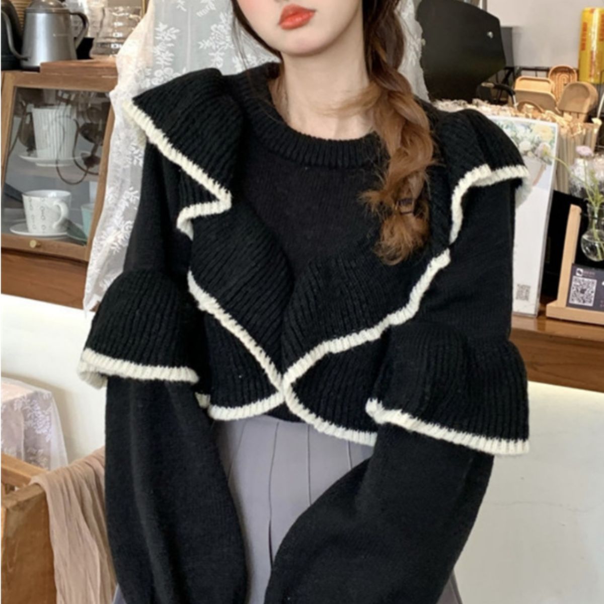 Knit/フリルニット2WAYトップス ST/No.27832