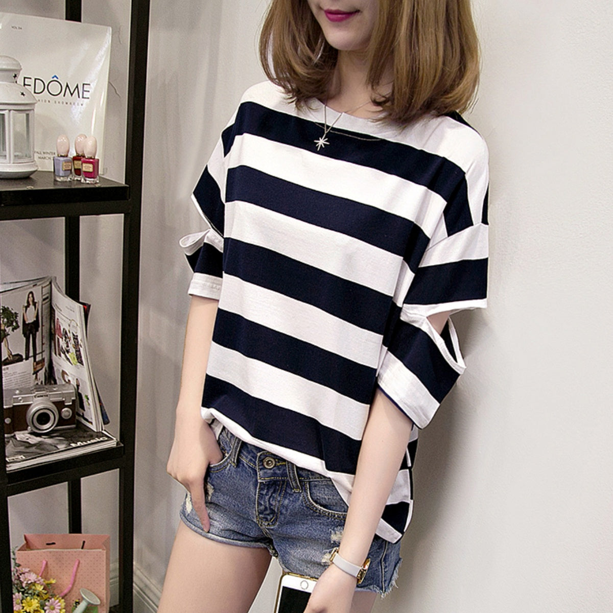 T-shirts/肩あきボーダーTシャツ ST/No.27125