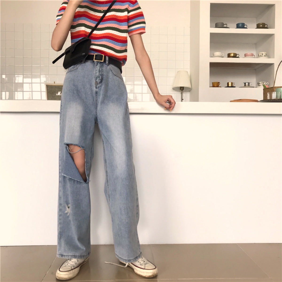 Pants/クラッシュデニムワイドパンツ ST/No.27131