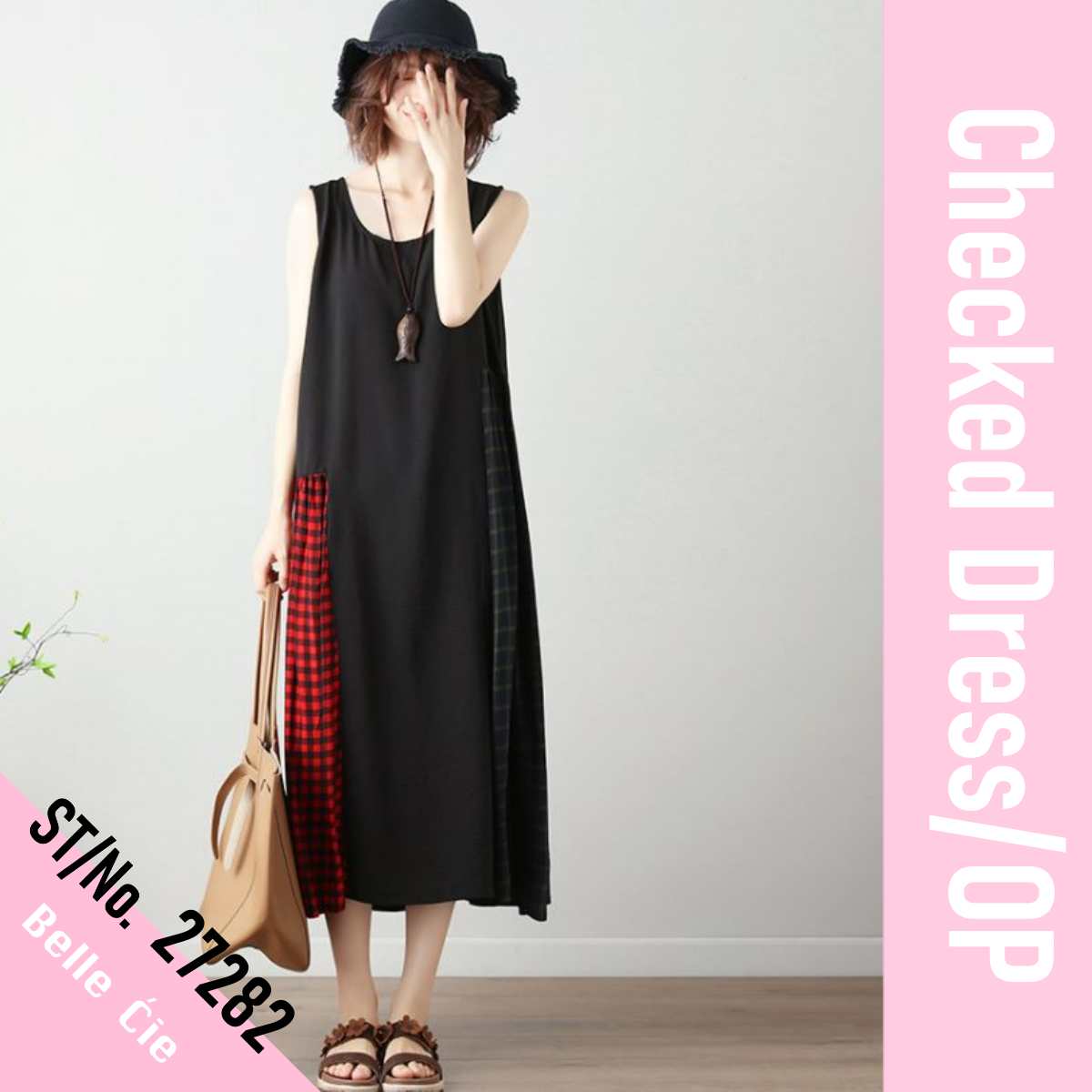 Dress/ チェック配色 マキシワンピース ST/No.27282