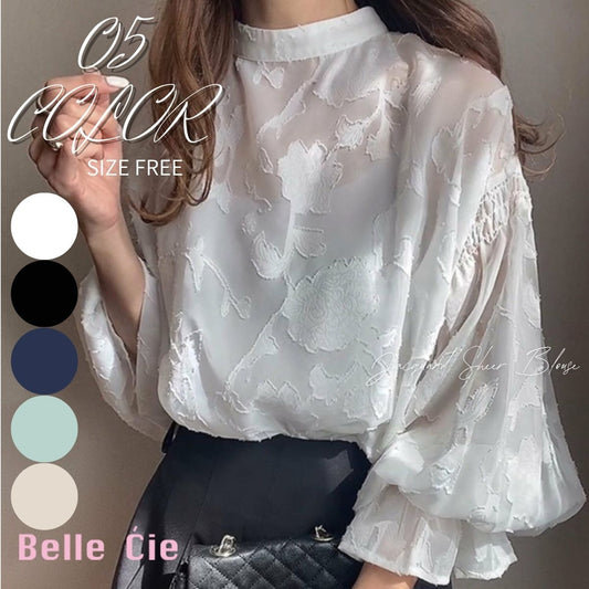 着回し力抜群！ジャガードシアーブラウスで作る大人の万能コーデ｜Belle Cie