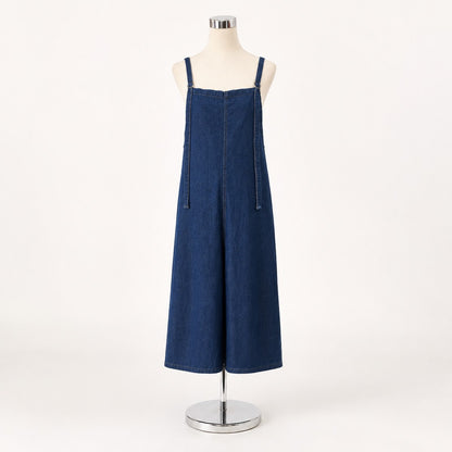 Dress/Aラインデニムキャミワンピース ST/No.22003 ネイビー 実物撮影 正面