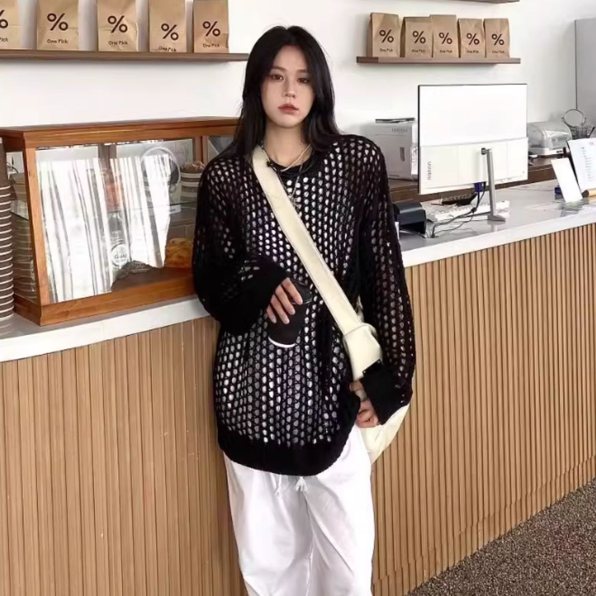 Knit/メッシュニットルーズトップス ST/No.22018