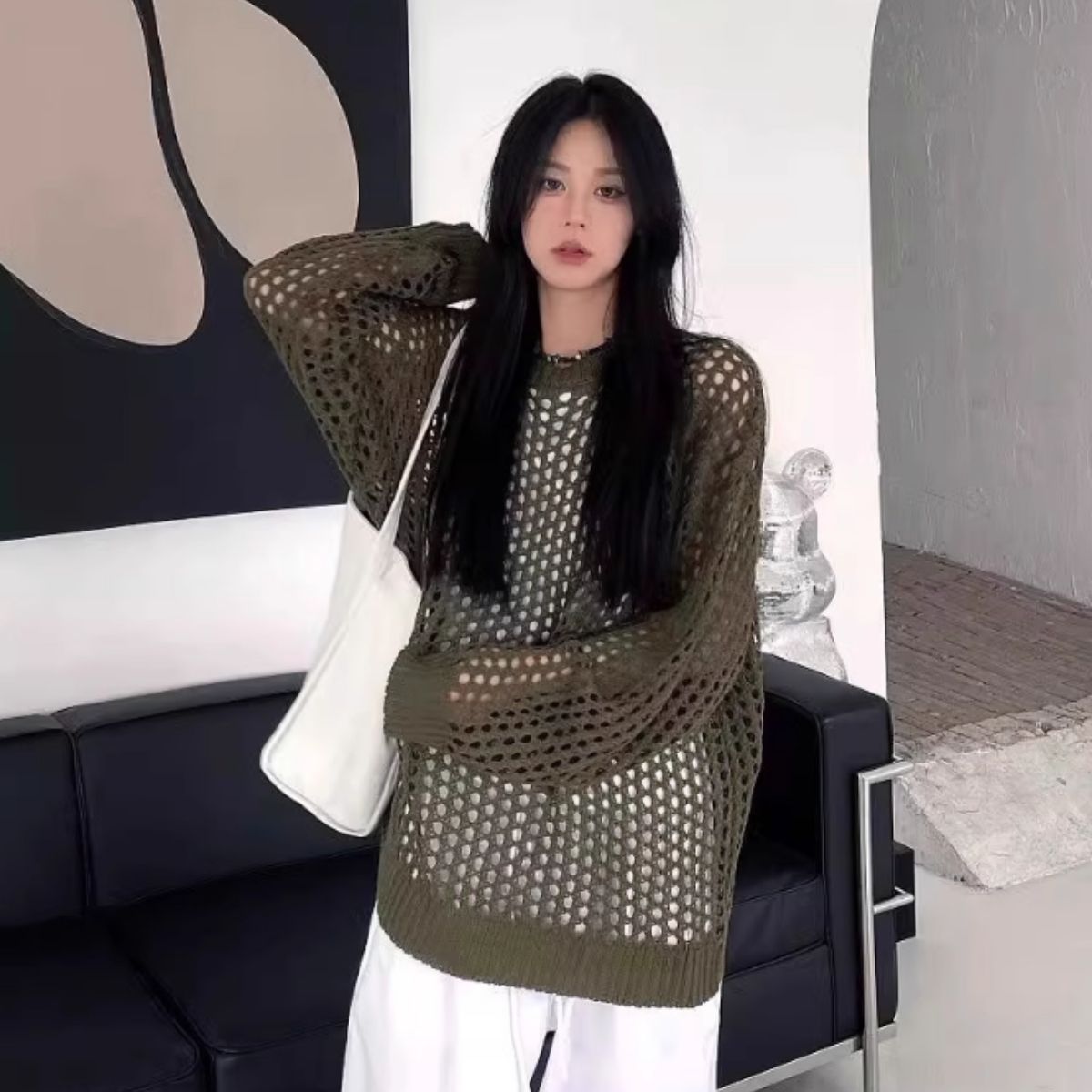 Knit/メッシュニットルーズトップス ST/No.22018