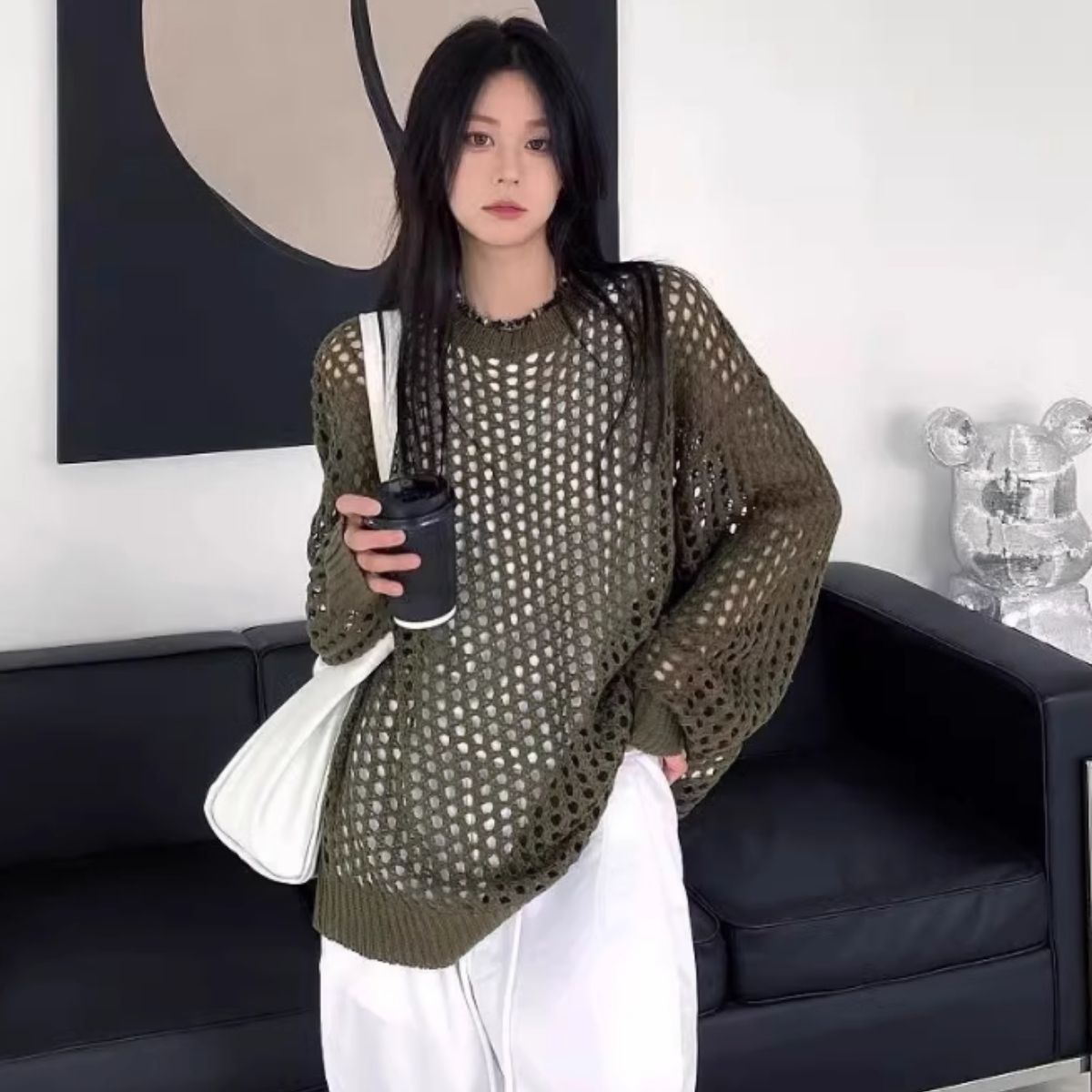 Knit/メッシュニットルーズトップス ST/No.22018