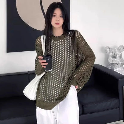 Knit/メッシュニットルーズトップス ST/No.22018