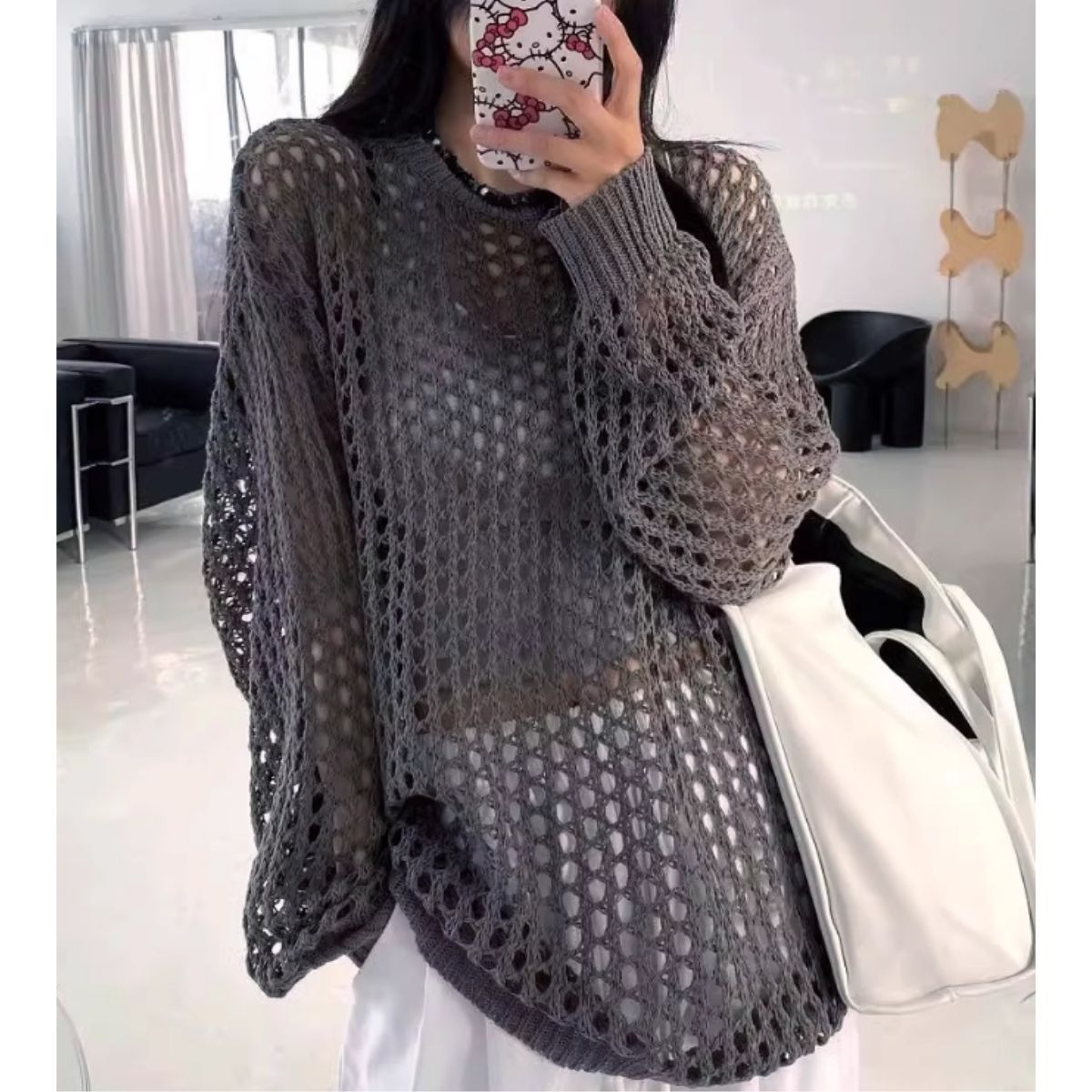 Knit/メッシュニットルーズトップス ST/No.22018