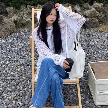 Knit/メッシュニットルーズトップス ST/No.22018