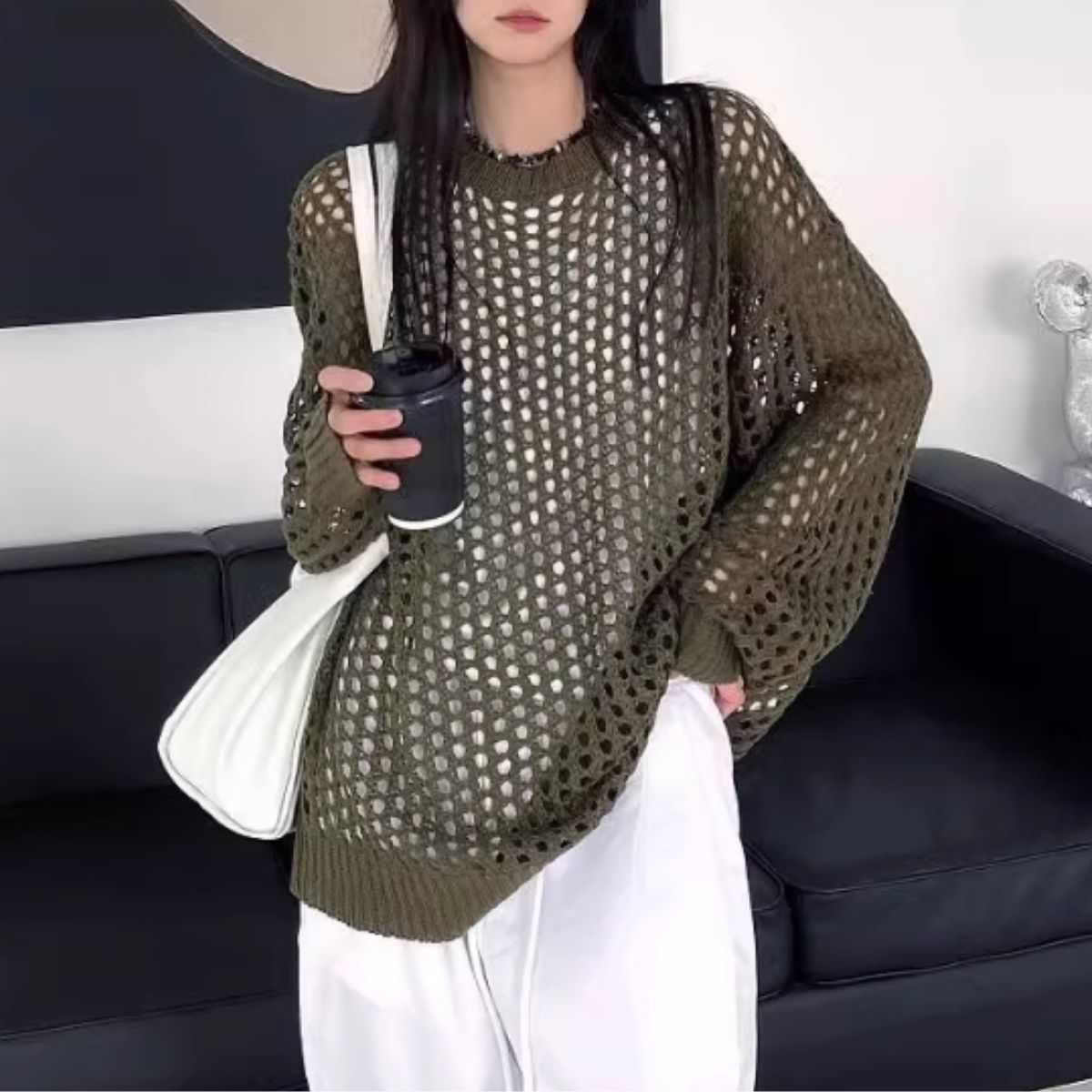 Knit/メッシュニットルーズトップス ST/No.22018