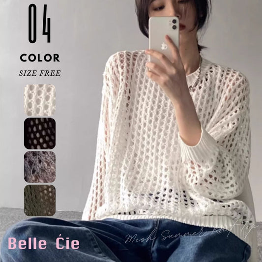 Knit/メッシュニットルーズトップス ST/No.22018