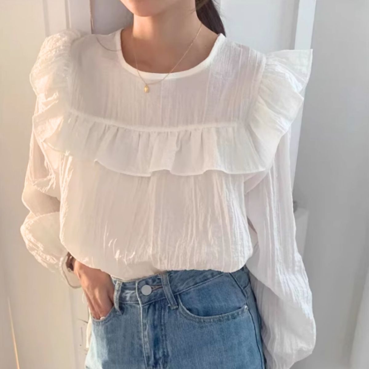 Blouse/スクエアフリルシアートップス ST/No.22019