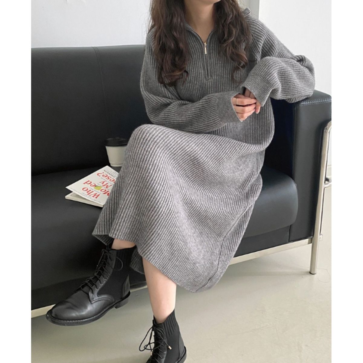 Knit/ハーフジップニットワンピース ST/No.22031