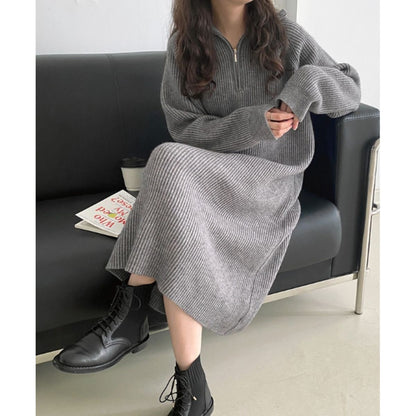 Knit/ハーフジップニットワンピース ST/No.22031