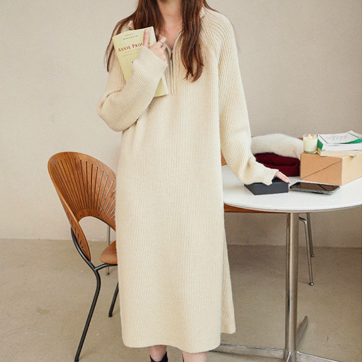 Knit/ハーフジップニットワンピース ST/No.22031