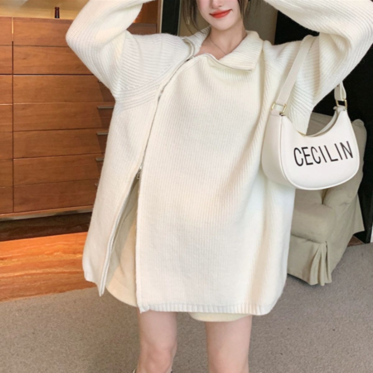 Knit/スリットジップニットプルオーバー ST/No.22038