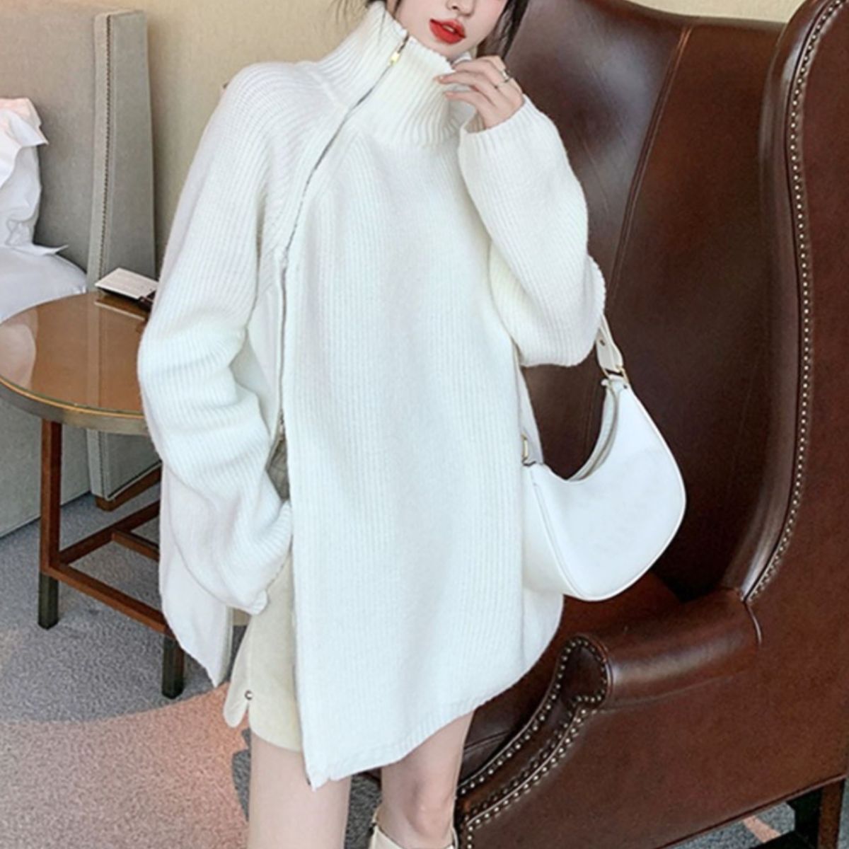 Knit/スリットジップニットプルオーバー ST/No.22038