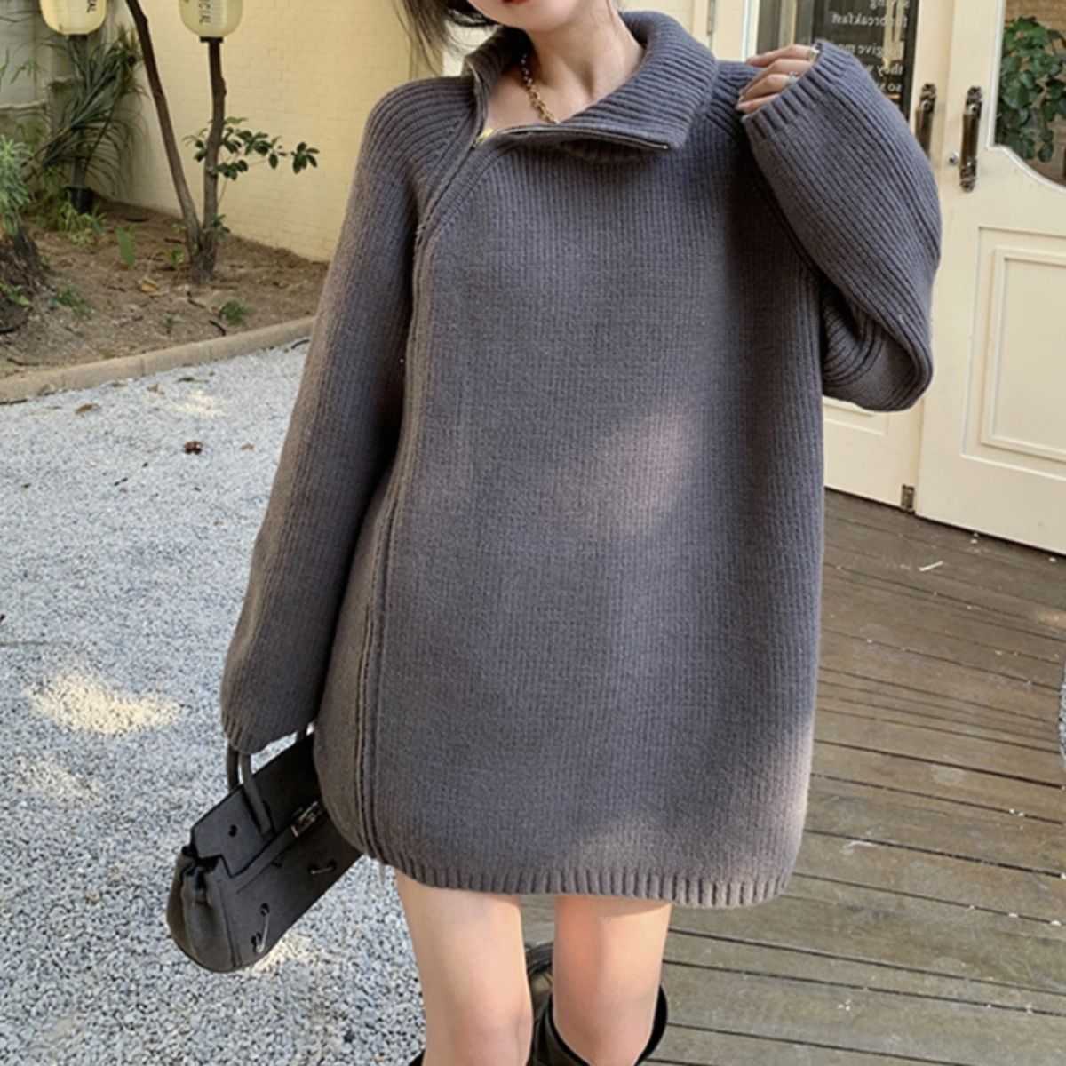 Knit/スリットジップニットプルオーバー ST/No.22038