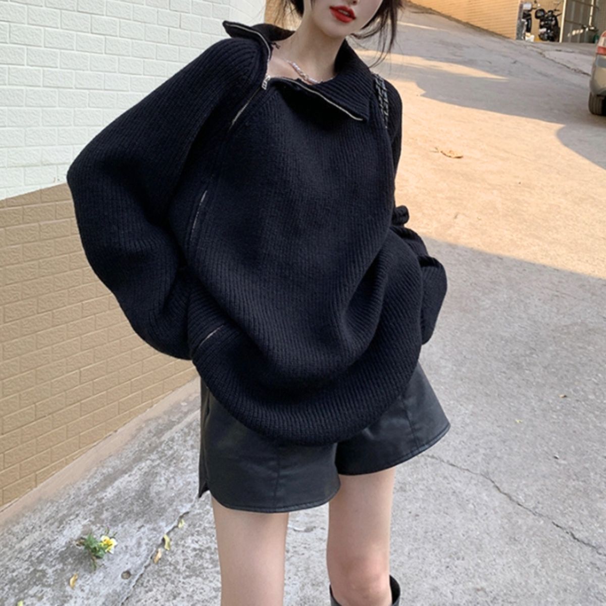 Knit/スリットジップニットプルオーバー ST/No.22038