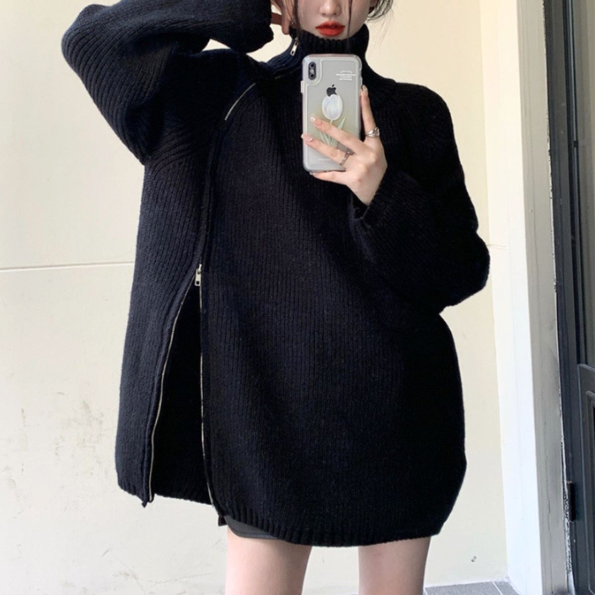 Knit/スリットジップニットプルオーバー ST/No.22038