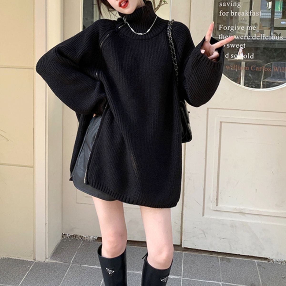 Knit/スリットジップニットプルオーバー ST/No.22038