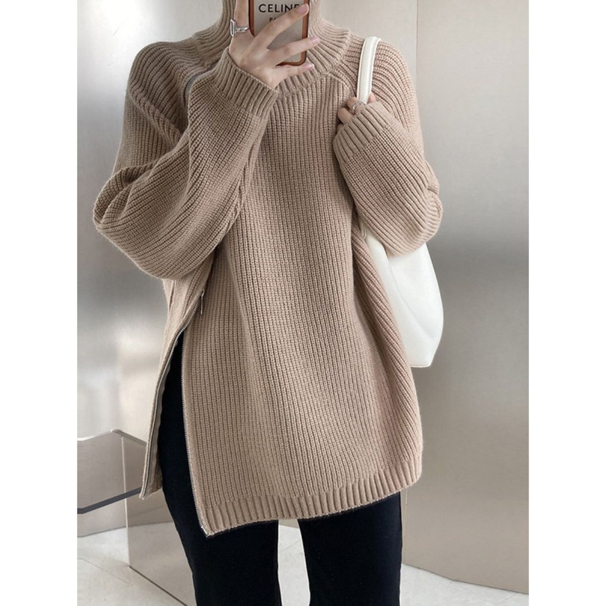 Knit/スリットジップニットプルオーバー ST/No.22038