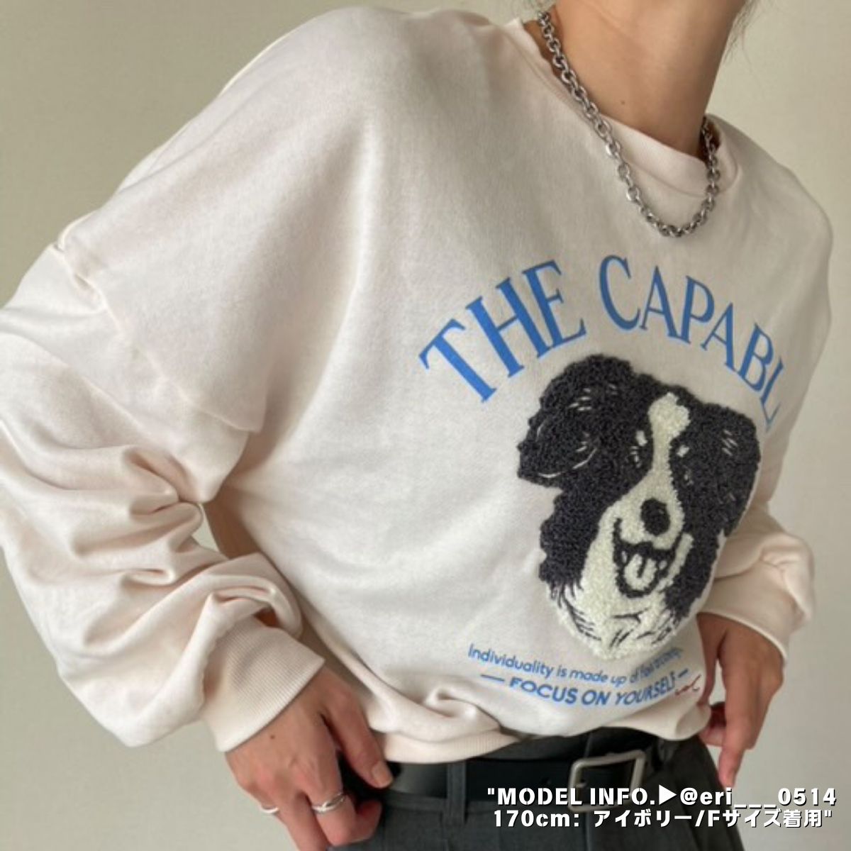 Tops/サガラ刺繍裏毛トレーナー ST/No.22043