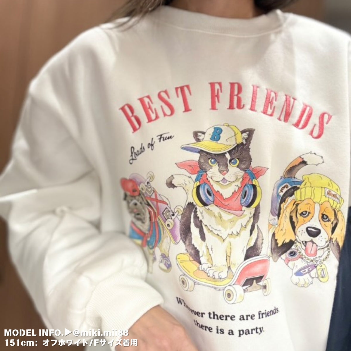 Tops/アニマルイラスト裏起毛トレーナー ST/No.22044