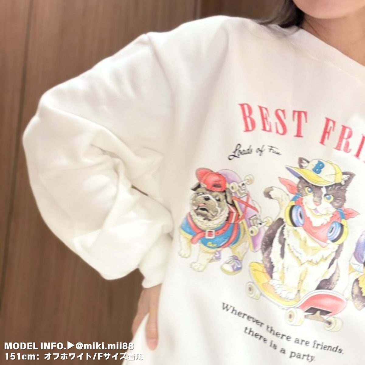 Tops/アニマルイラスト裏起毛トレーナー ST/No.22044