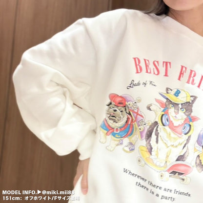 Tops/アニマルイラスト裏起毛トレーナー ST/No.22044