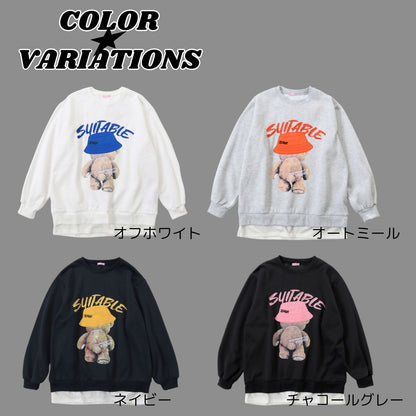 Tops/バケハくま裏起毛トレーナー ST/No.22045