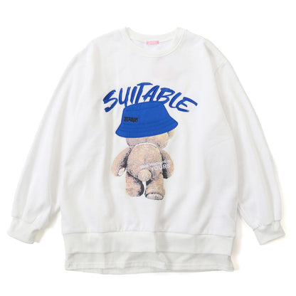 Tops/バケハくま裏起毛トレーナー ST/No.22045