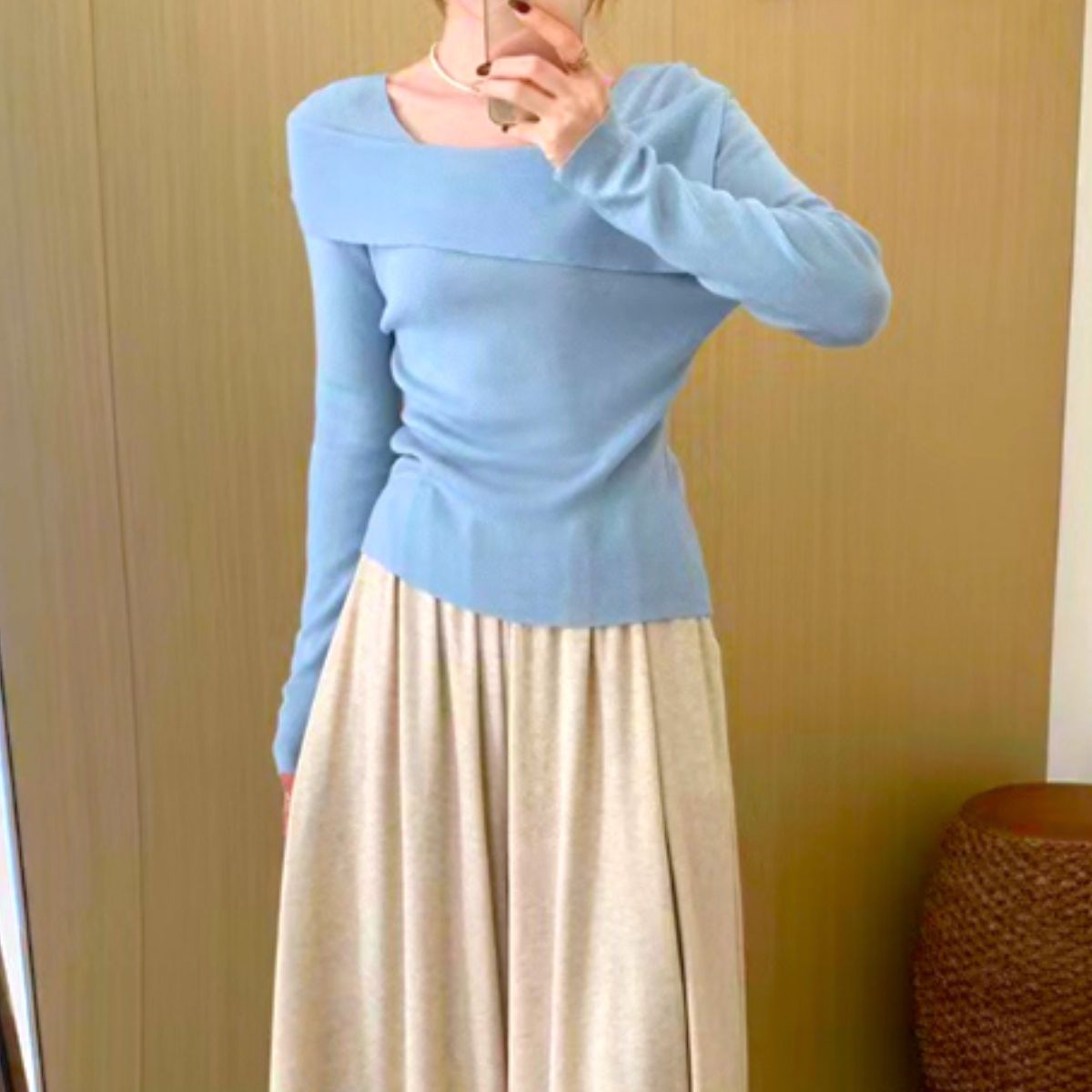 Knit/ケープカラーオフショルトップス ST/No.22057
