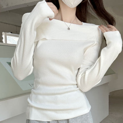 Knit/ケープカラーオフショルトップス ST/No.22057