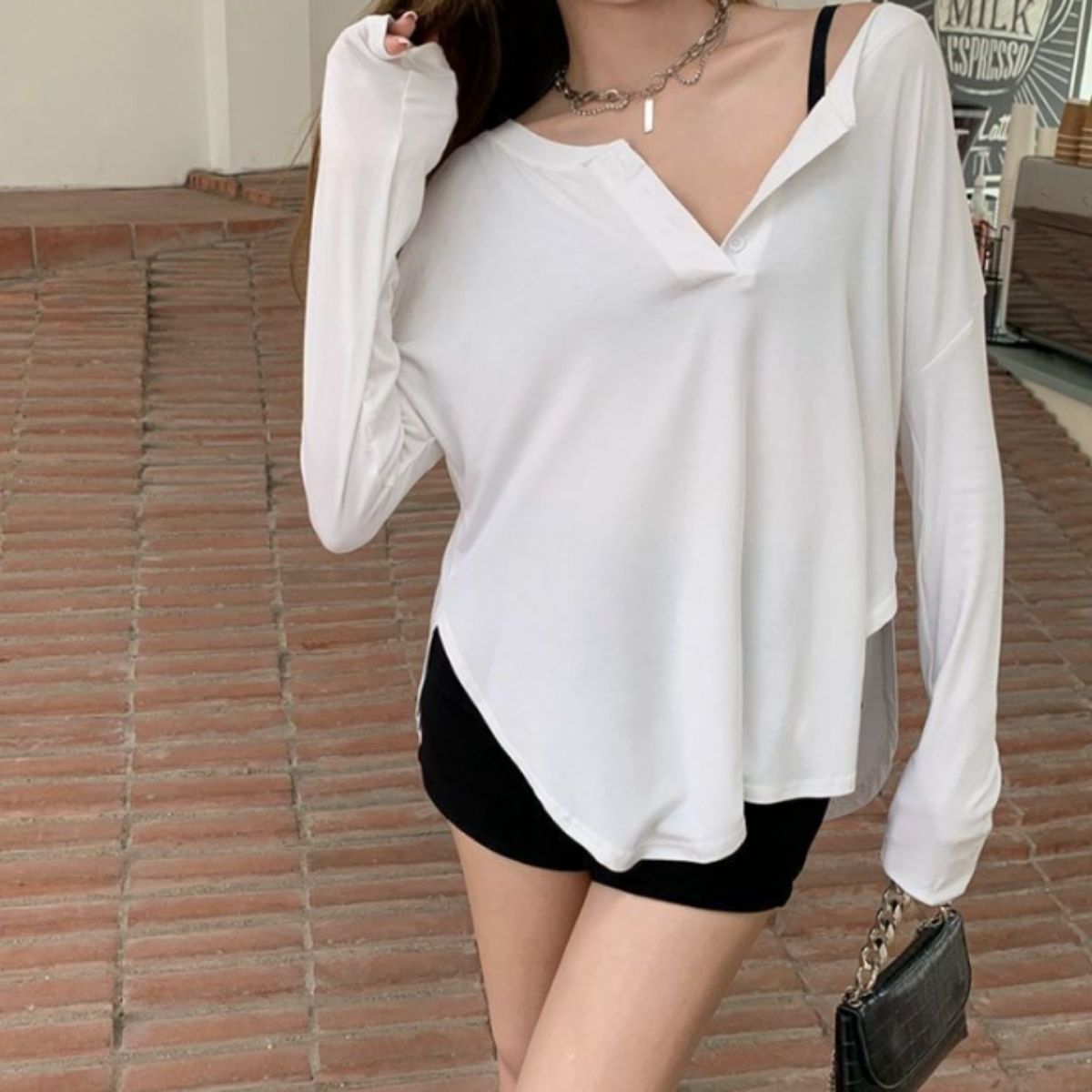 Tops/ヘムラインヘンリーネックトップス ST/No.22066