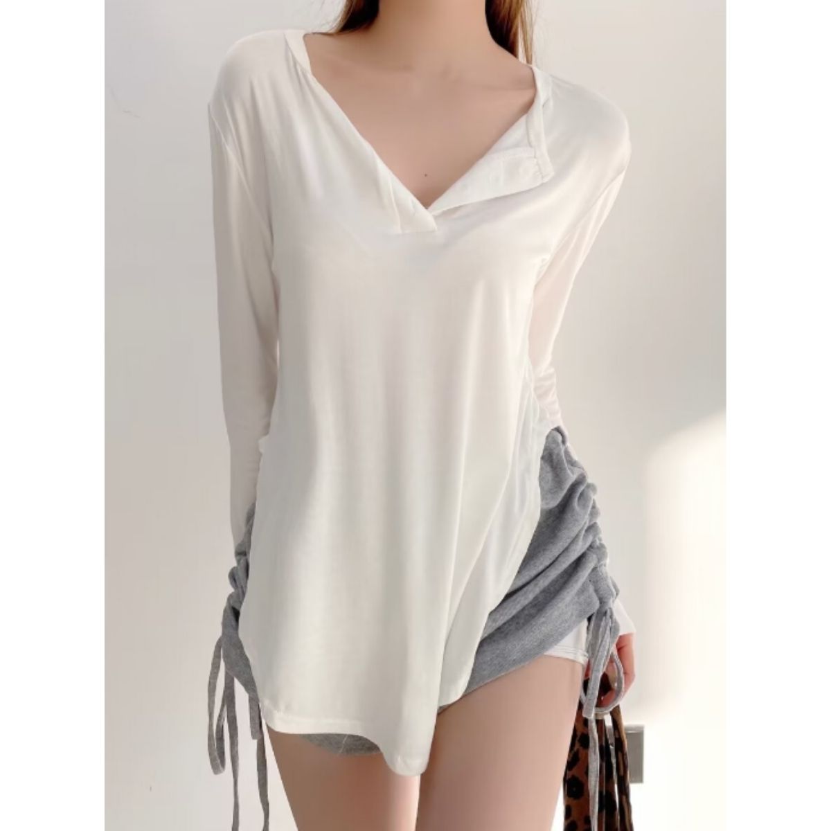 Tops/ヘムラインヘンリーネックトップス ST/No.22066
