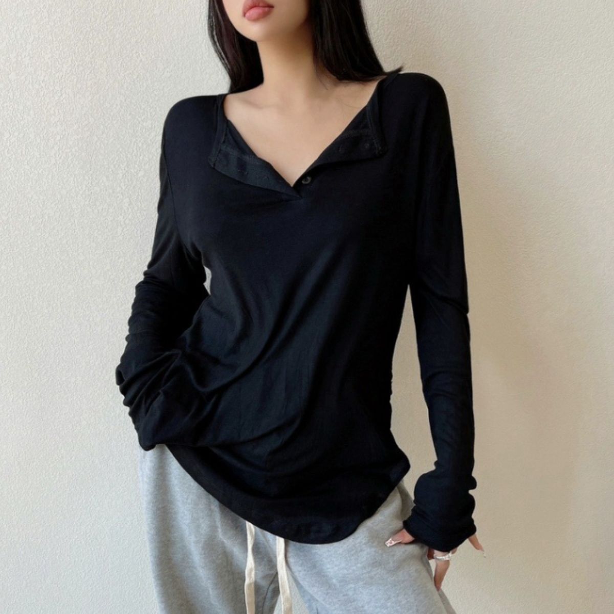 Tops/ヘムラインヘンリーネックトップス ST/No.22066