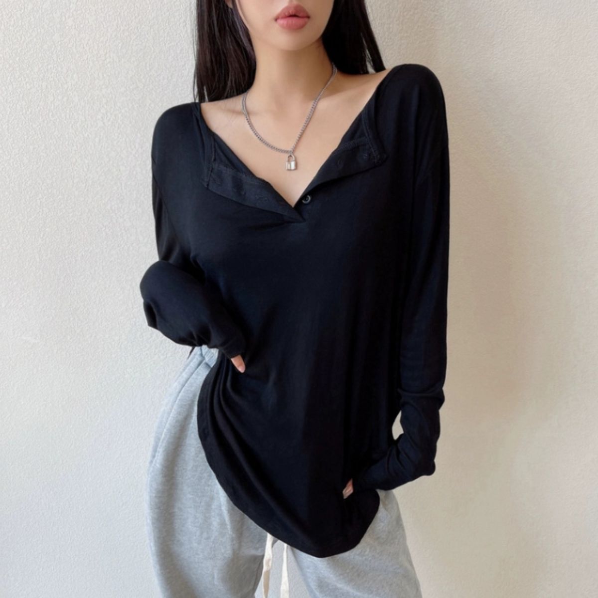 Tops/ヘムラインヘンリーネックトップス ST/No.22066