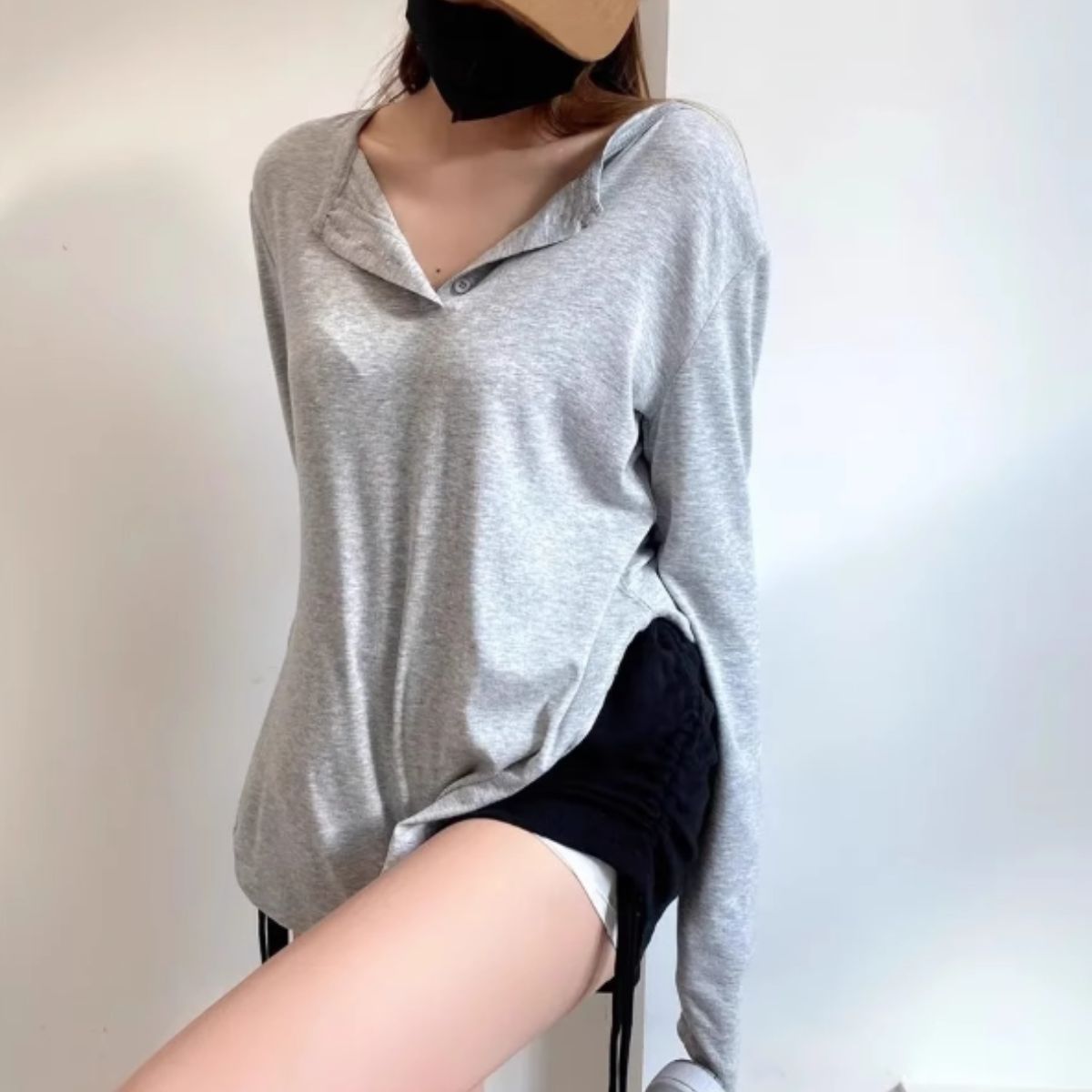 Tops/ヘムラインヘンリーネックトップス ST/No.22066