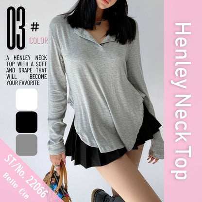Tops/ヘムラインヘンリーネックトップス ST/No.22066