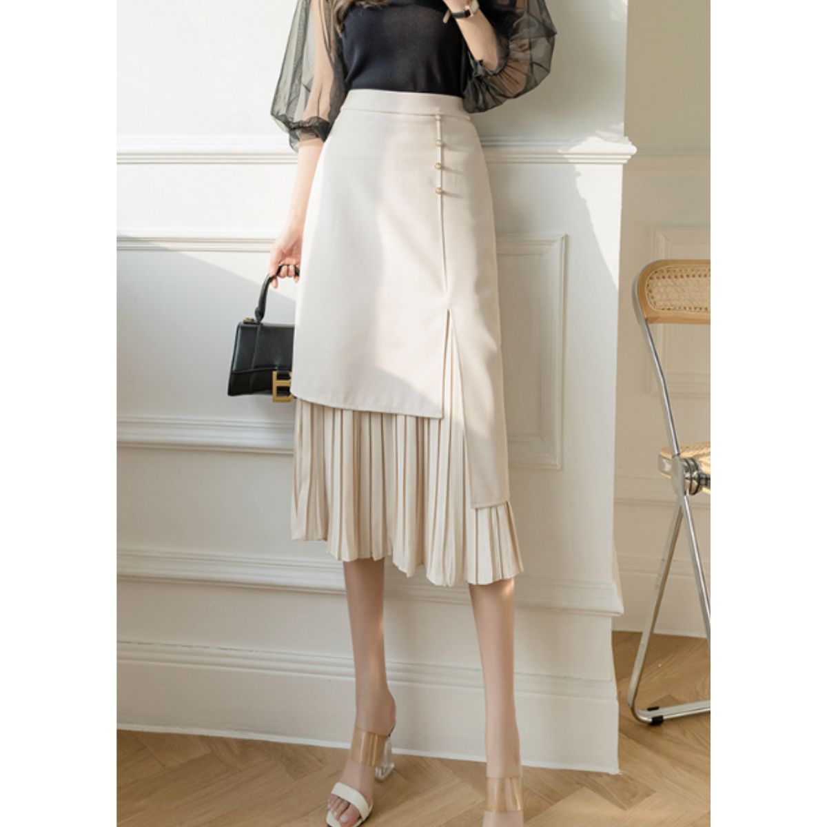 Skirt/アシンメトリー プリーツスカート ST/No.22072