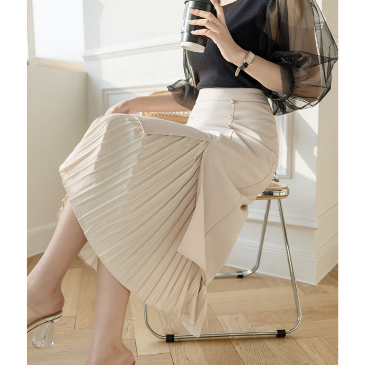 Skirt/アシンメトリー プリーツスカート ST/No.22072