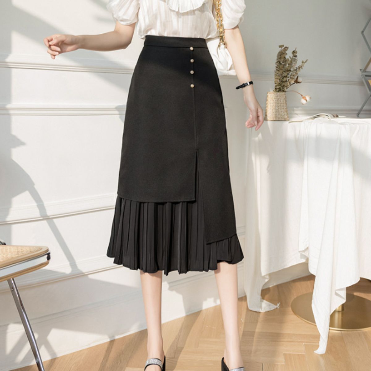 Skirt/アシンメトリー プリーツスカート ST/No.22072