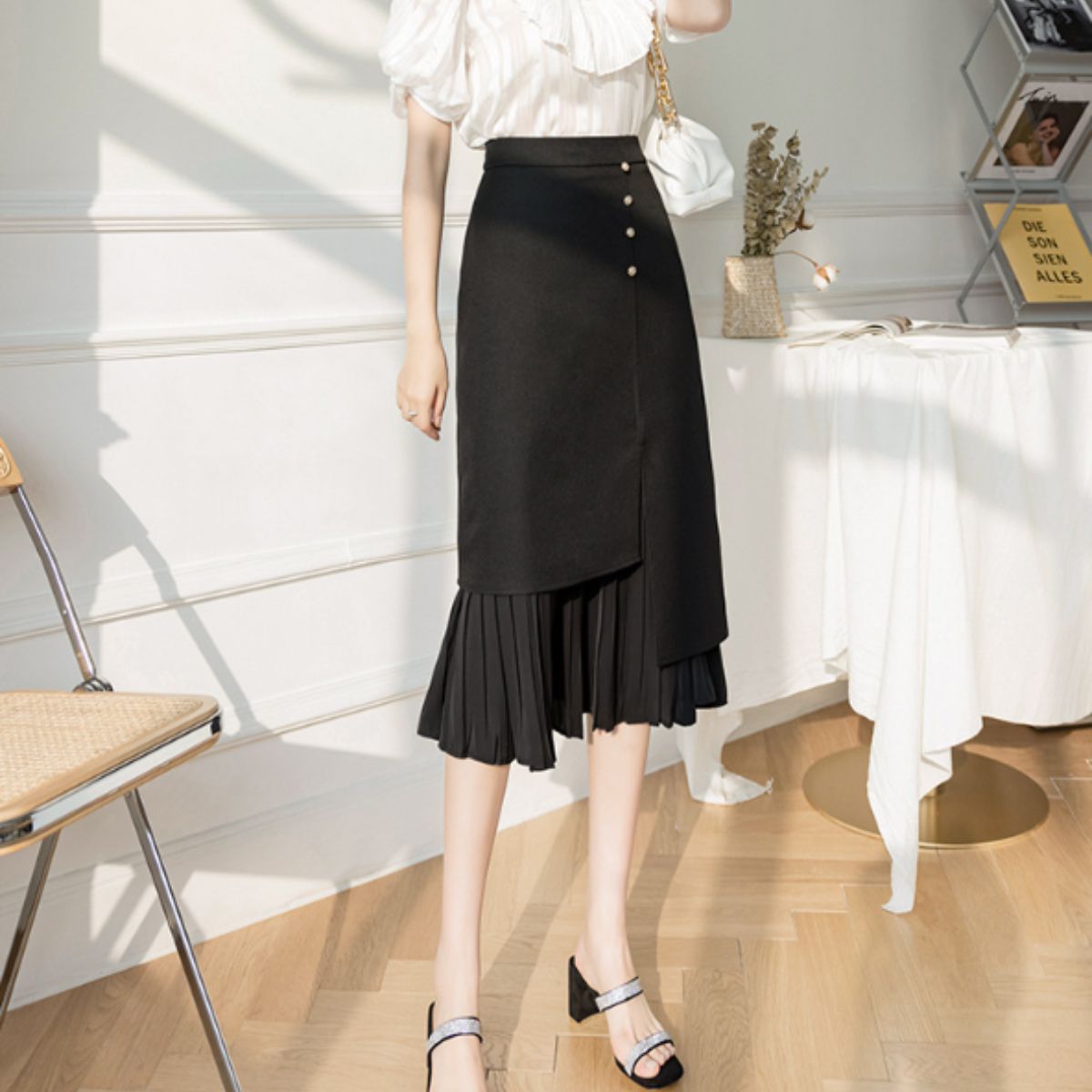Skirt/アシンメトリー プリーツスカート ST/No.22072