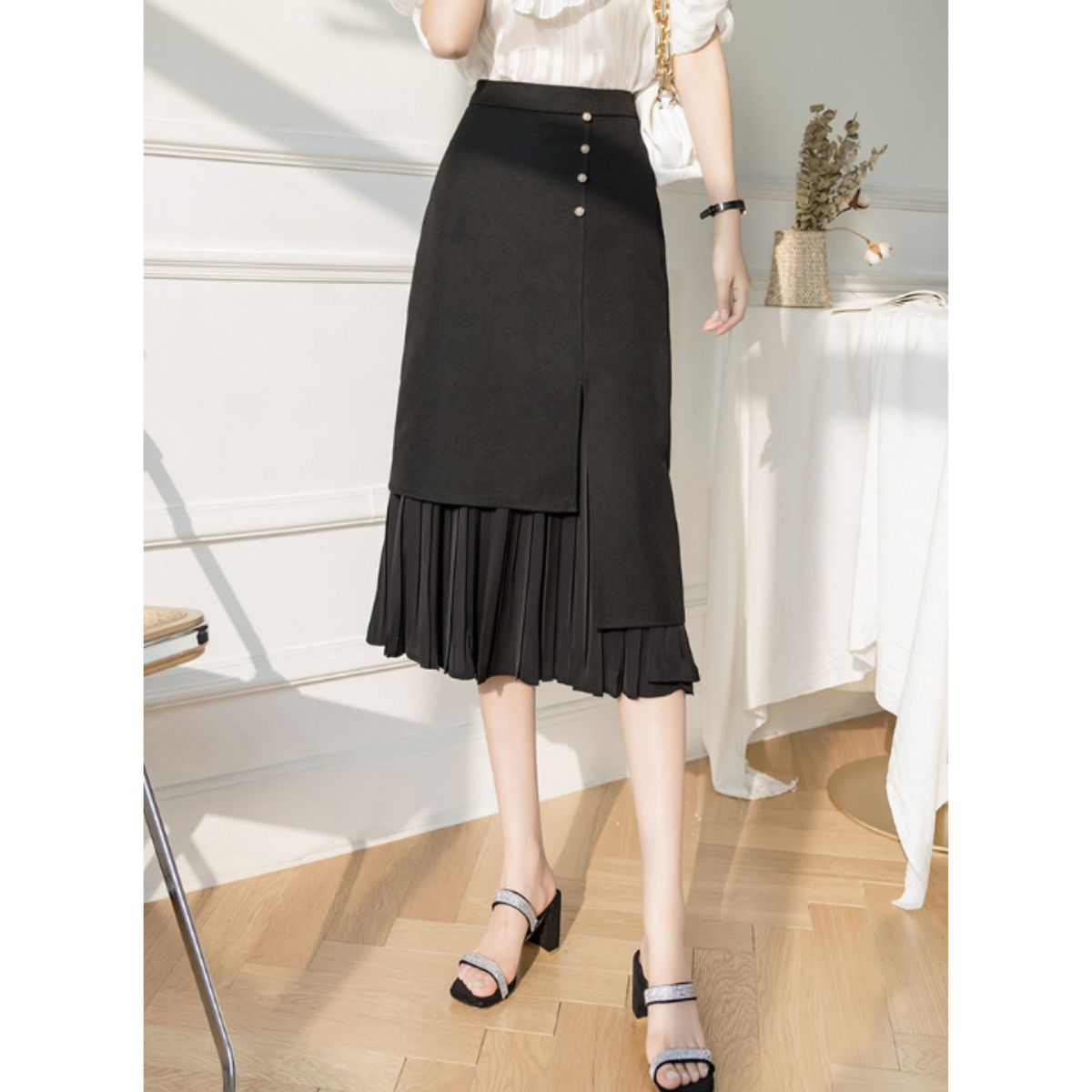 Skirt/アシンメトリー プリーツスカート ST/No.22072