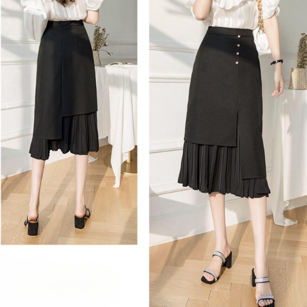 Skirt/アシンメトリー プリーツスカート ST/No.22072