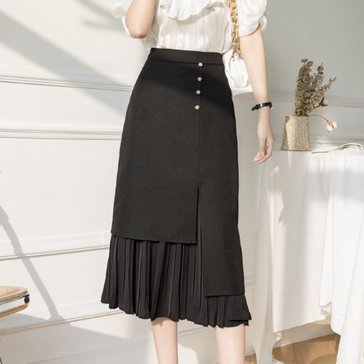 Skirt/アシンメトリー プリーツスカート ST/No.22072