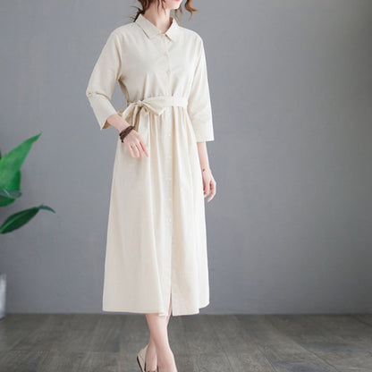 Dress/リネンAラインシャツワンピース ST/No.22080