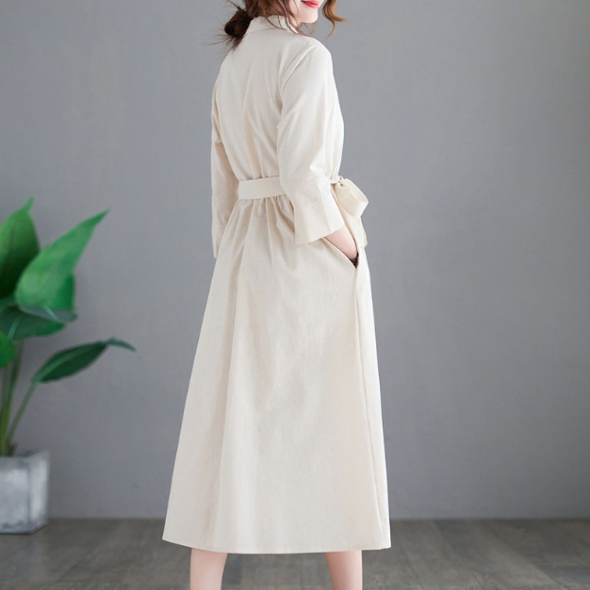 Dress/リネンAラインシャツワンピース ST/No.22080