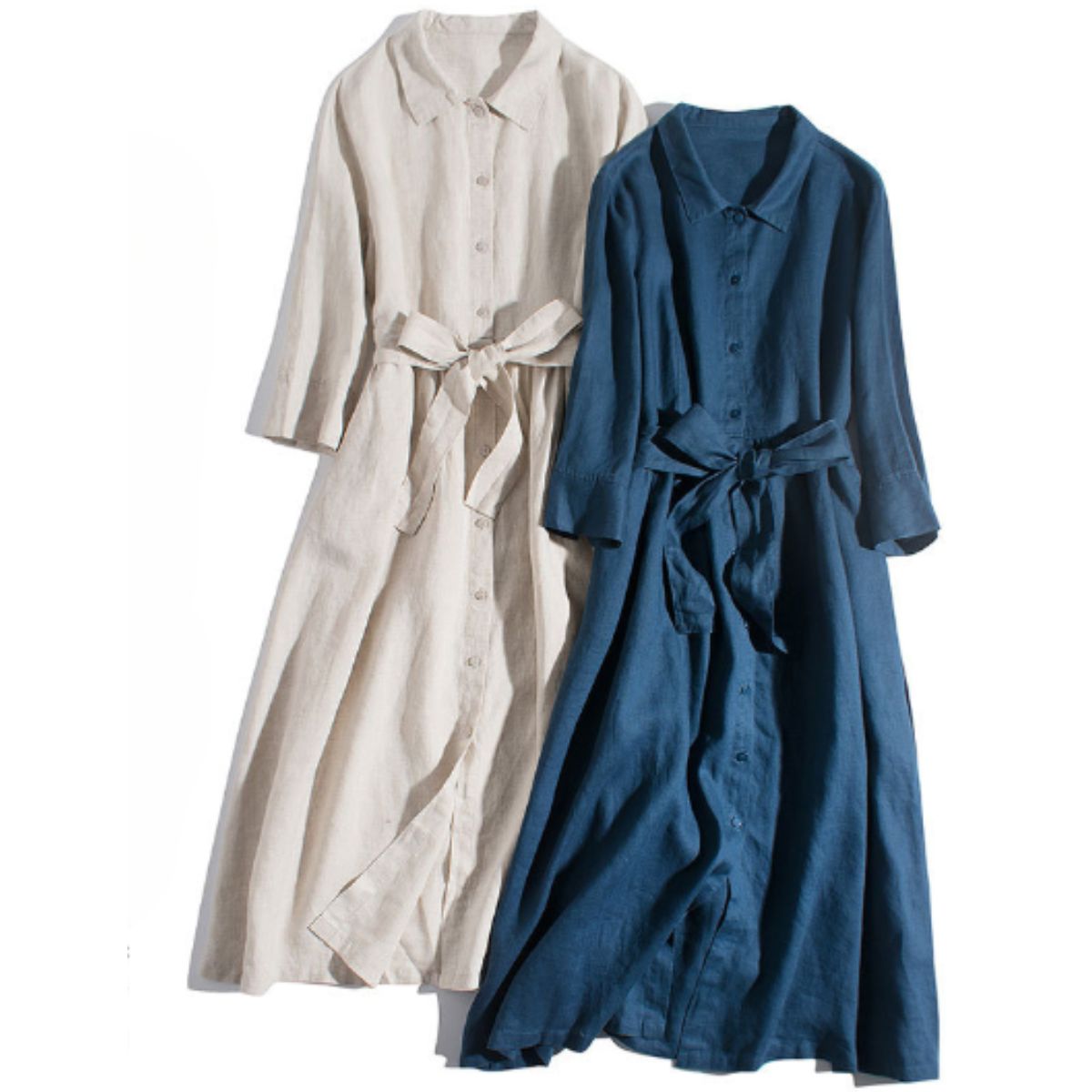 Dress/リネンAラインシャツワンピース ST/No.22080