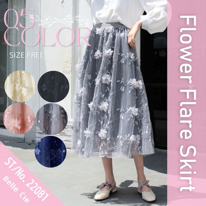 Skirt/フラワーシアーフレアスカート ST/No.22081